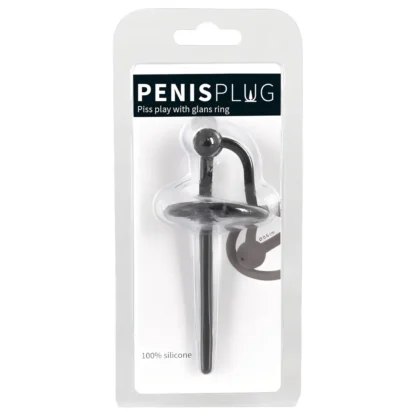 You2Toys - Penisplug - silikónový krúžok na žaluď s dutým dilatátorom (čierny)