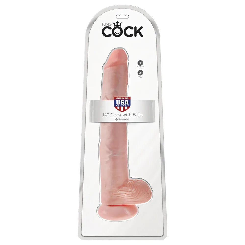 King Cock - realistický dildó s semenníkmi - 35 cm - telová farba
