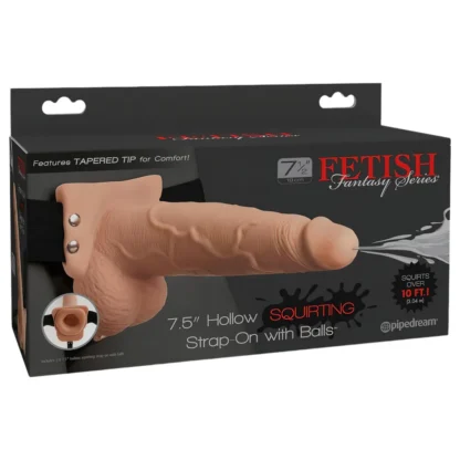 Pipedream Fetish Strap-On 7,5 - pripínací, striekajúci dildo (prírodný)