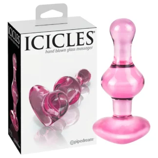 Icicles No. 75 - análny kolík srdce - sklo - ružový