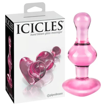 Icicles No. 75 - análny kolík srdce - sklo - ružový