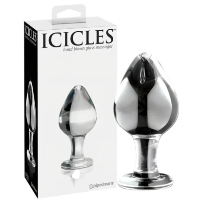 Icicles No. 25 - análny kolík - sklo - kužeľový - priehľadný