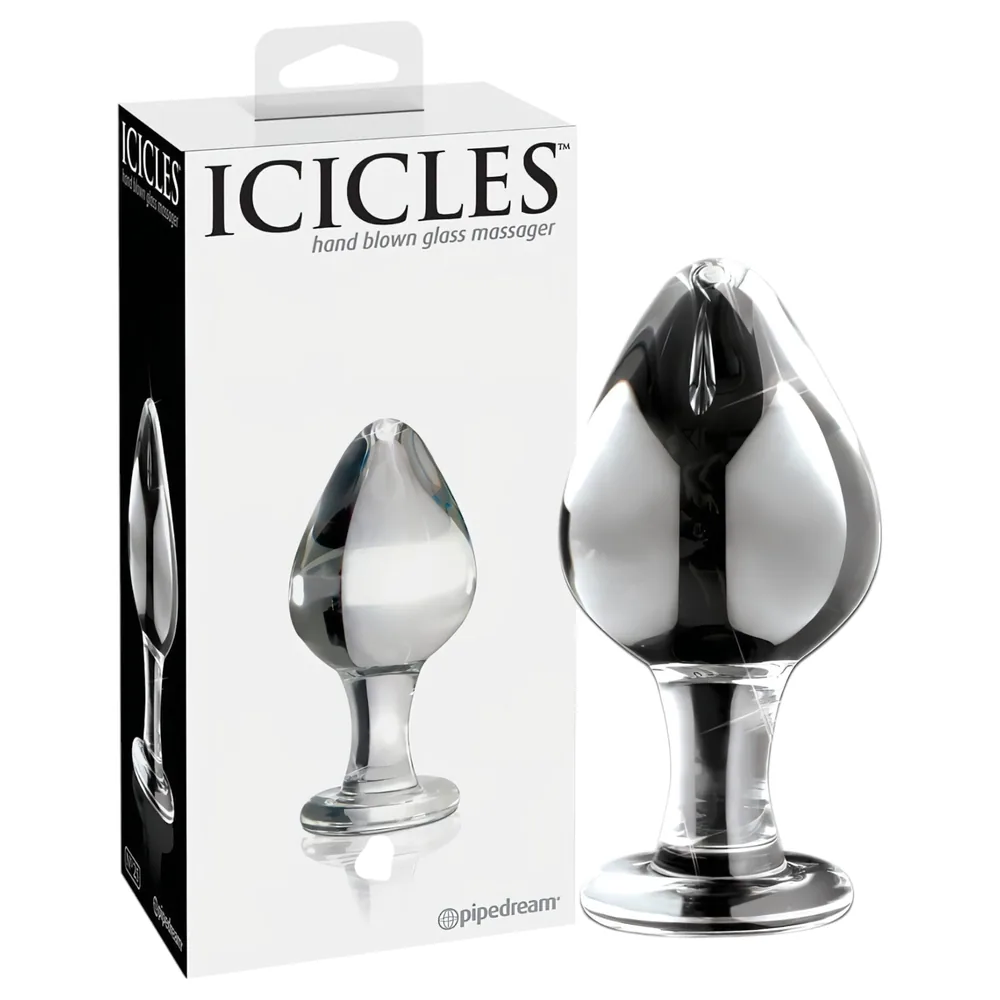 Icicles No. 25 - análny kolík - sklo - kužeľový - priehľadný
