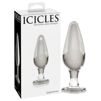 Icicles No. 26 - kužeľovitý, sklenený análny kolík (priehľadný)