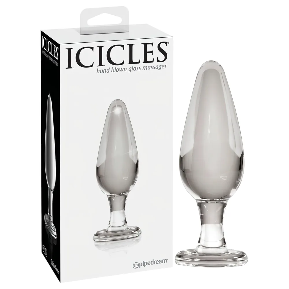 Icicles No. 26 - kužeľovitý, sklenený análny kolík (priehľadný)