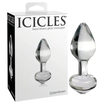 Icicles No. 44 - análny kolík - kúzový tvar - sklo/priehľadný