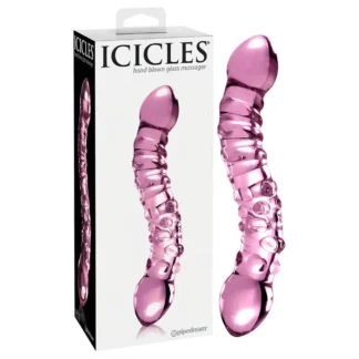 Icicles No. 55 - obojstranné sklenené dildo na G-bod - ružové