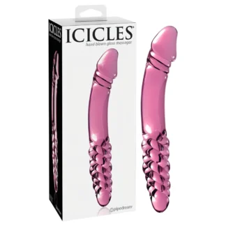 Icicles No. 57 - sklenené dildo s penisom - dvojitý koniec - ružové