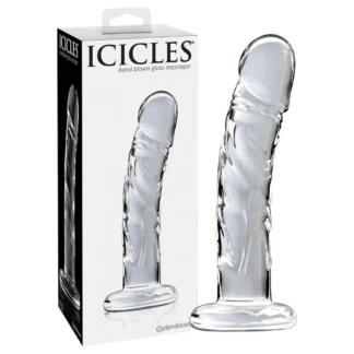 Icicles No. 62 - sklenené dildo s penisom - číre