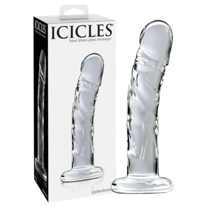 Icicles No. 62 - sklenené dildo s penisom - číre