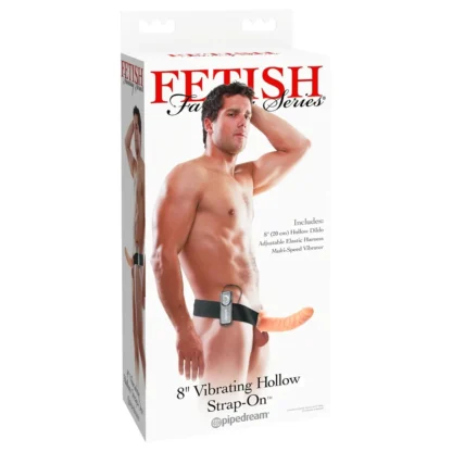 Pipedream - Fetish Strap-On 8 - pripínací, dutý vibrátor (prírodný)