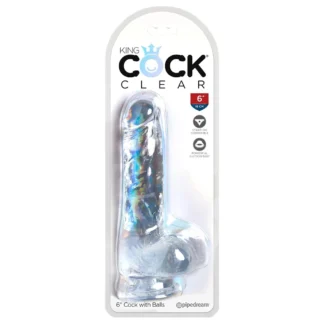 King Cock Clear - realistický dildo s prísavkou a semenníkmi 15 cm