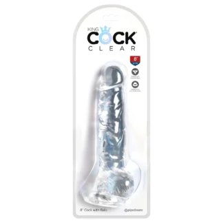 King Cock Clear - realistický dildó s prísavkou a semenníkmi - 20 cm