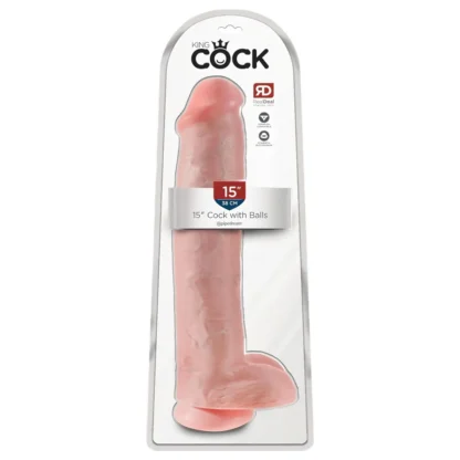 King Cock 15 - dildo s prísavkou a semenníkmi (38 cm, telová farba)