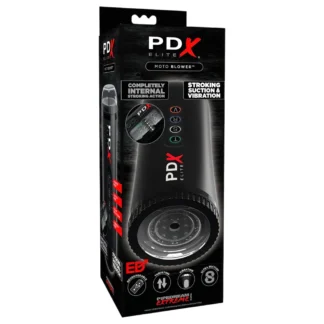 PDX Moto Blower - sací, vibračný masturbátor (čierny)