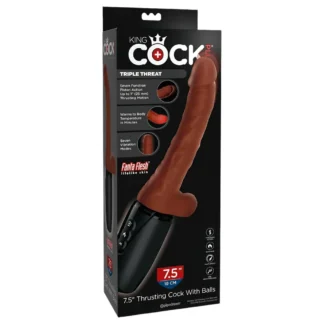 King Cock Plus 7,5 - realistický vibračný penis s semenníkmi - hnedý