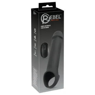 Rebel - vibračný návlek na penis - nabíjateľný, diaľkové ovládanie - čierny