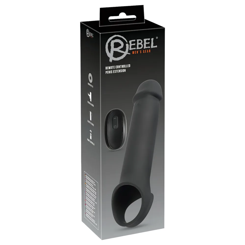 Rebel - vibračný návlek na penis - nabíjateľný, diaľkové ovládanie - čierny