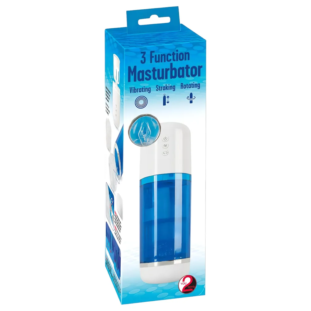You2Toys - akumulátorový, rotačno-pohybový masturbátor (modro-biely)