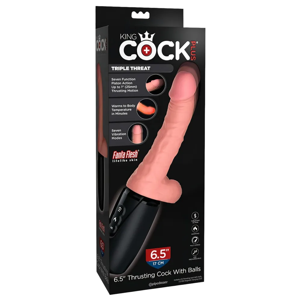 King Cock Plus 6,5 - realistický vibrátor s semenníkmi - telová farba