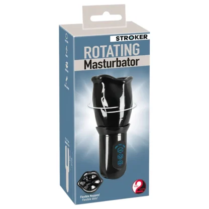 You2Toys - STROKER Rotating - akumulátorový, rotačný masturbátor v tvare úst (čierny)