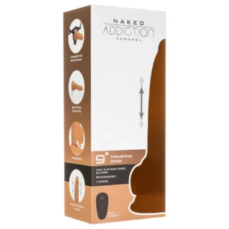Naked Addiction - vibrátor s pohybom hore-dole - tmavý - 23 cm