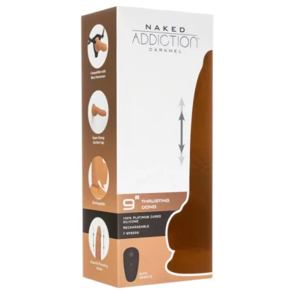 Naked Addiction - vibrátor s pohybom hore-dole - tmavý - 23 cm