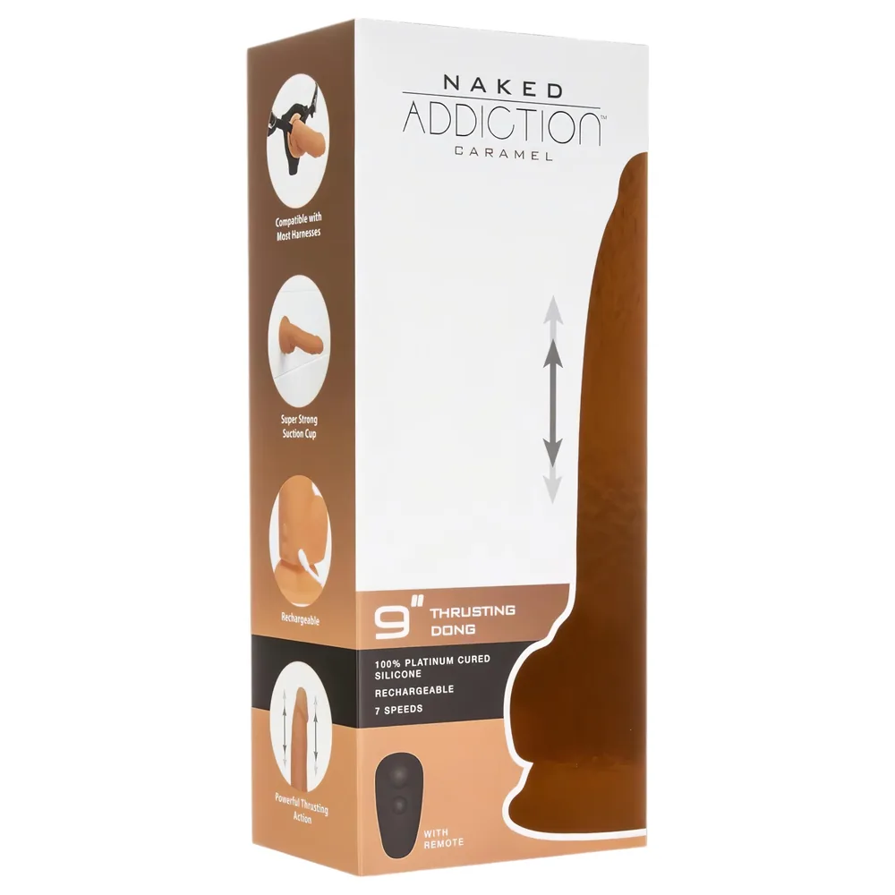 Naked Addiction - vibrátor s pohybom hore-dole - tmavý - 23 cm