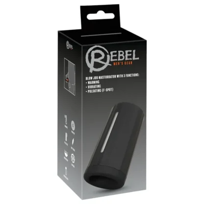 Rebel - masturbačný prístroj s 3 funkciami - čierny, nabíjateľný