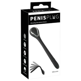 Penis Plug Dilator - akumulátorový vibračný dilatátor (1 cm, čierny)