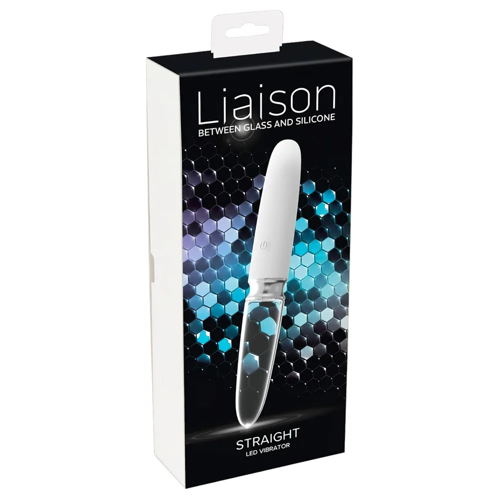 Liaison Straight - akumulátorový LED vibrátor (priehľadný-biely)
