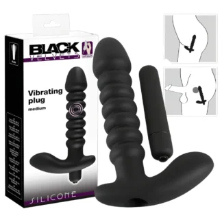 Black Velvets - vibrátor - stredný, vrúbkovaný - čierny