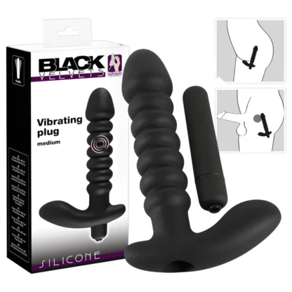 Black Velvets - vibrátor - stredný, vrúbkovaný - čierny