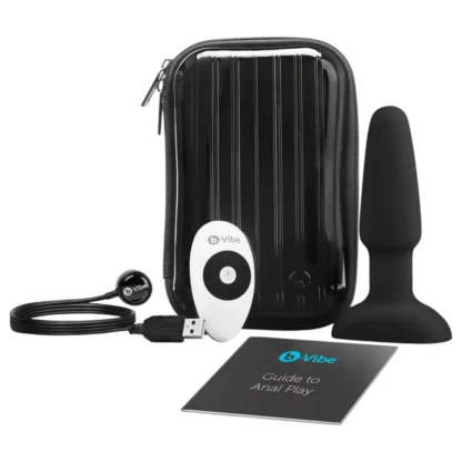 b-Vibe - rotačný análny vibrátor s perličkami, nabíjateľný (čierny)