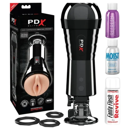 PDX - masturbátor pre mužov - sání a vibrácie - čierny