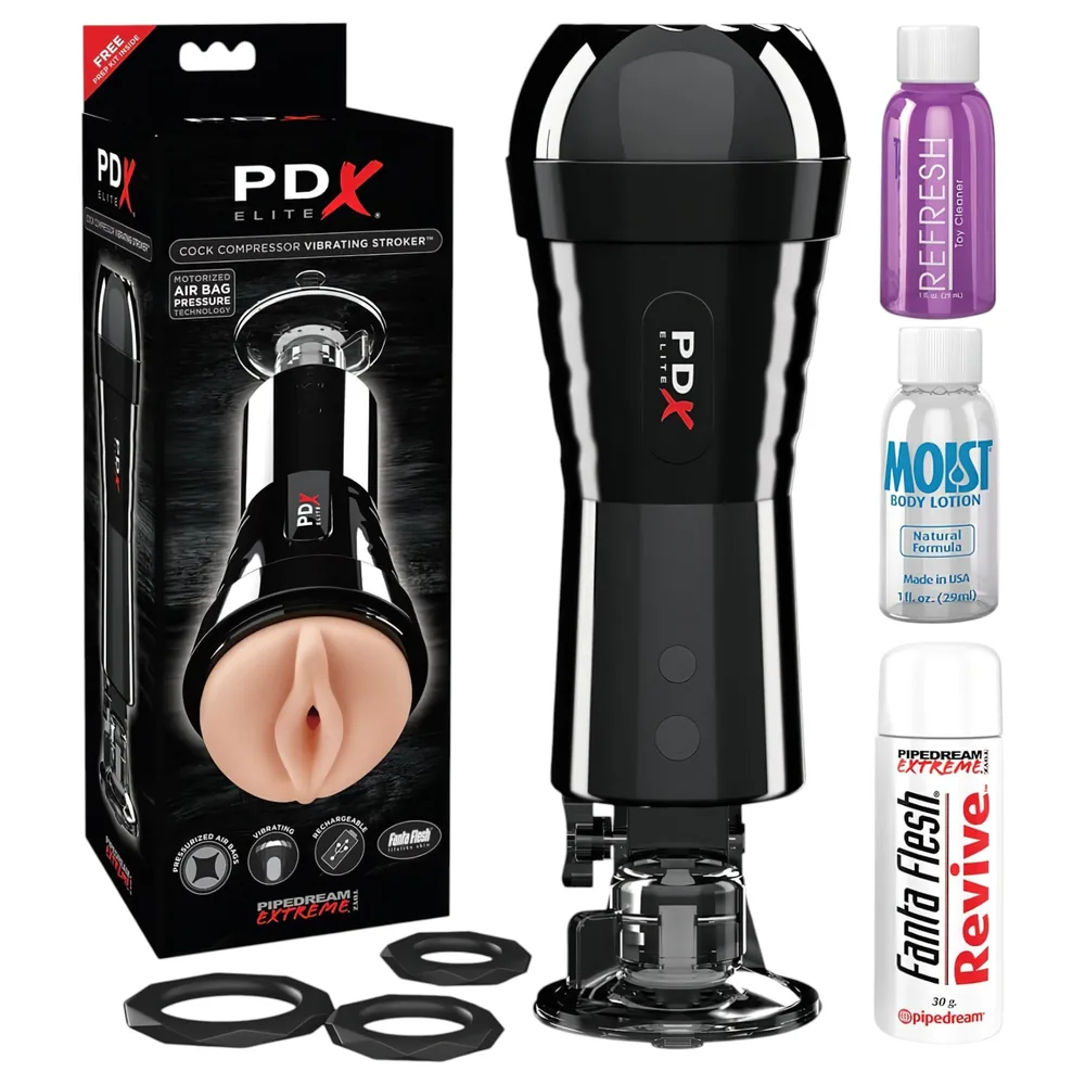 PDX - masturbátor pre mužov - sání a vibrácie - čierny