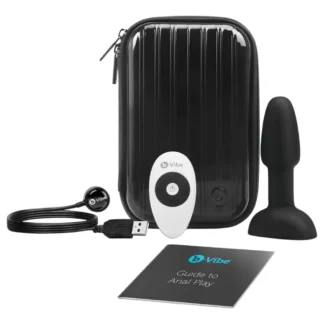 b-Vibe Rimming - análny vibrátor s rotujúcimi guličkami - čierny