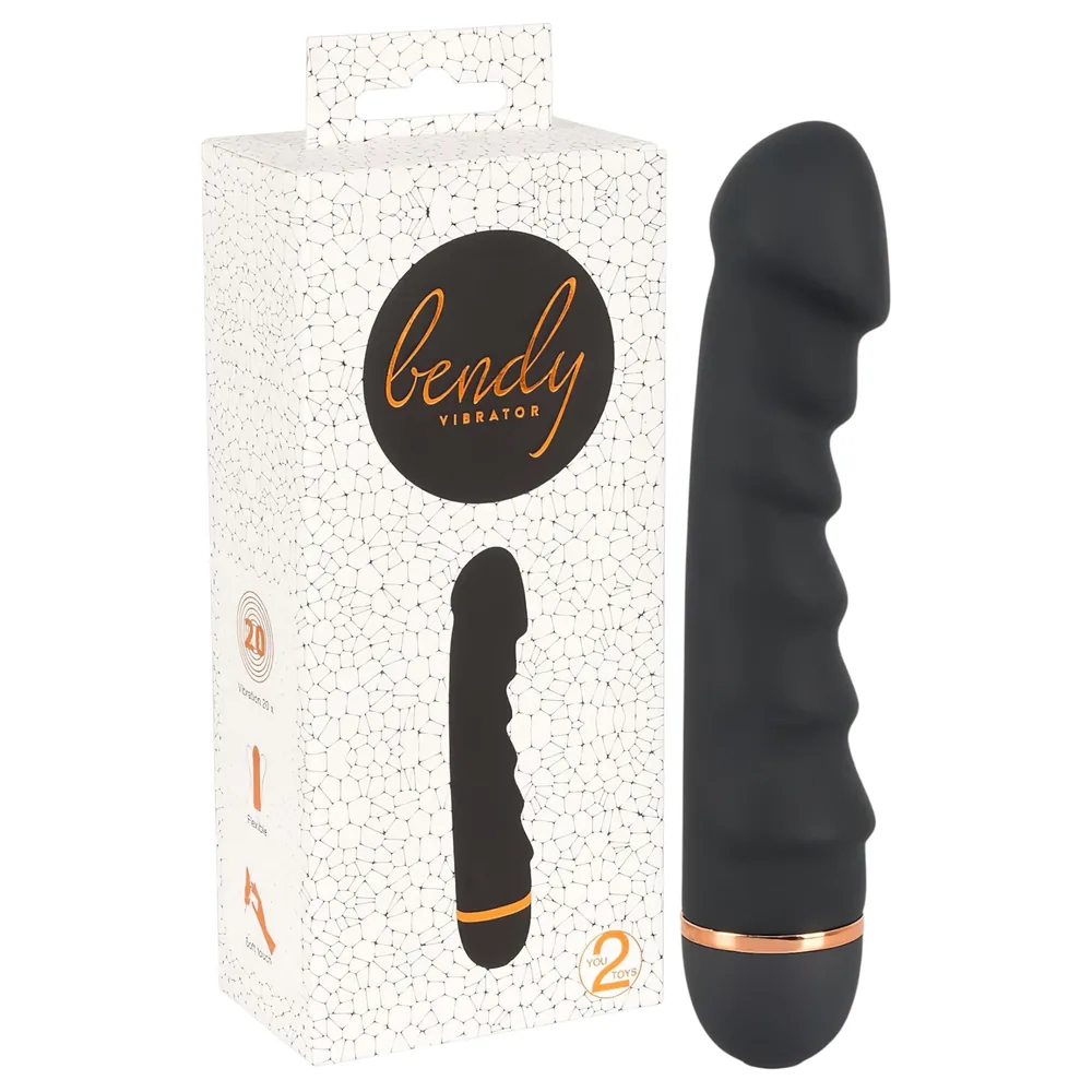 You2Toys - vibrátor pre ženy - ohybný, vrúbkovaný - čierny