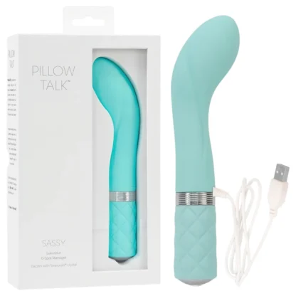 Pillow Talk Sassy - vibrátor na bod G - nabíjateľný - tyrkysový