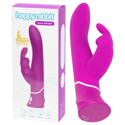 Happyrabbit Curve - vibrátor s dráždičom klitorisu - vodeodolný - fialový