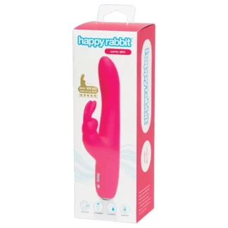 Happyrabbit Curve Slim - vibrátor s výbežkom na klitoris - vodeodolný - ružový
