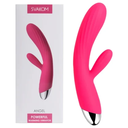 Svakom Angel - vibrátor s dráždiacim ramienkom - vodotesný, hrejivý, červený