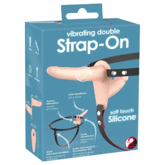 You2Toys - strap-on dvojitý vibrátor - telová farba
