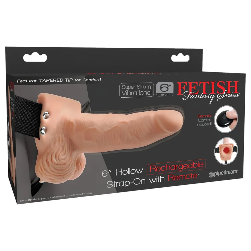 Pipedream - Fetish Strap-On 6 - pripínací, dutý vibrátor (prírodný)