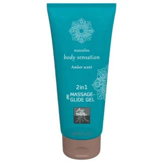HOT - Shiatsu 2v1 Amber Scent - masážny lubrikant - amber (200 ml)