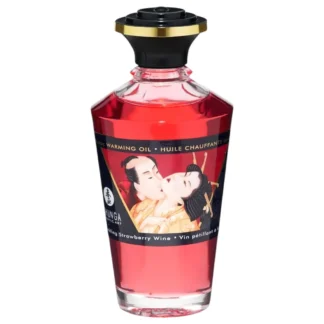 Shunga - masážny olej s hrejivým efektom - šampanské jahoda 100ml