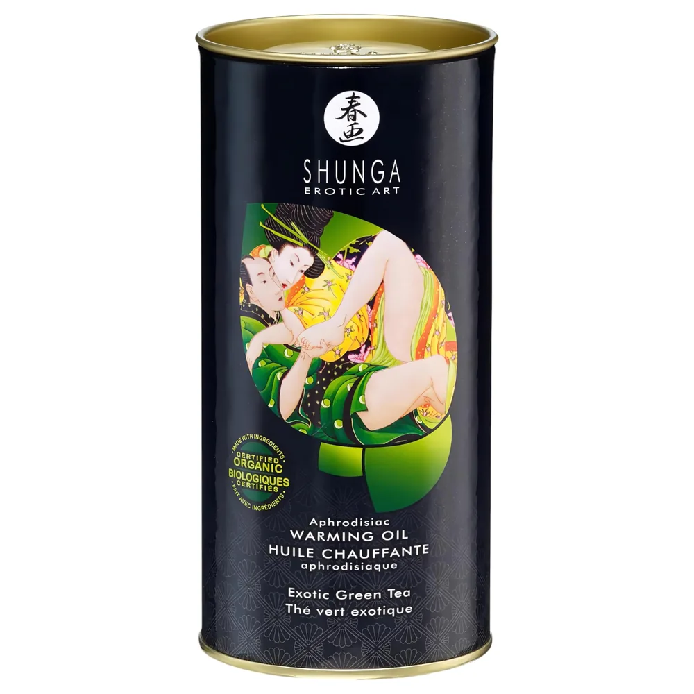Shunga - masážny olej s hrejivým účinkom - zelený čaj - 100 ml – Obrázok 2