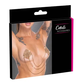 Cottelli - ozdoba na bradavky s reťazou - zlatá