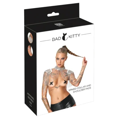 Bad Kitty - kovový reťazový ramenný ozdobný doplnok (strieborný)