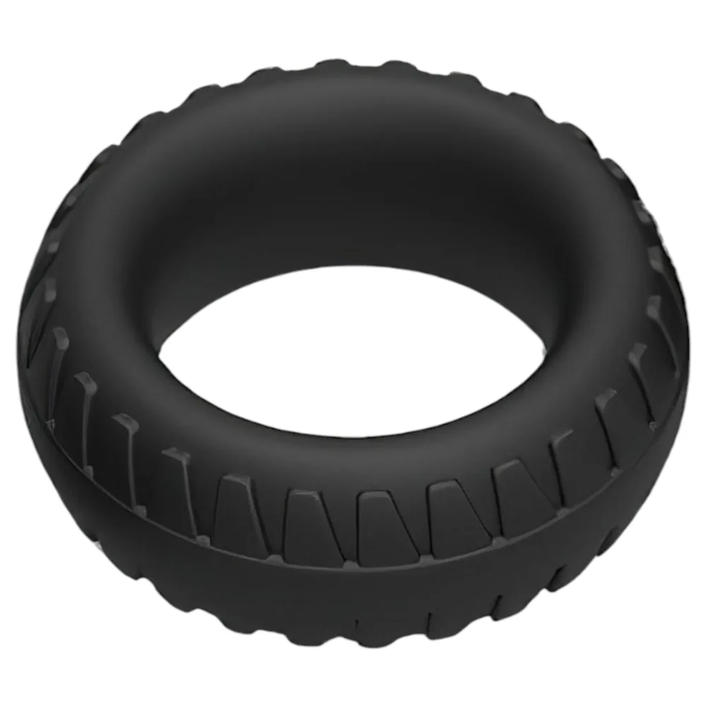 Pulselock Forge - silikónový erekčný krúžok s dezénom pneumatiky (čierny) - 30 mm